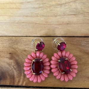 J. Crew Pink and Ruby Red Candy Drop Earrings